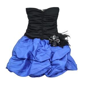 Lette Dress Womens M Black Blue Fit Flare Sleeveless Sweetheart Neck Pullover